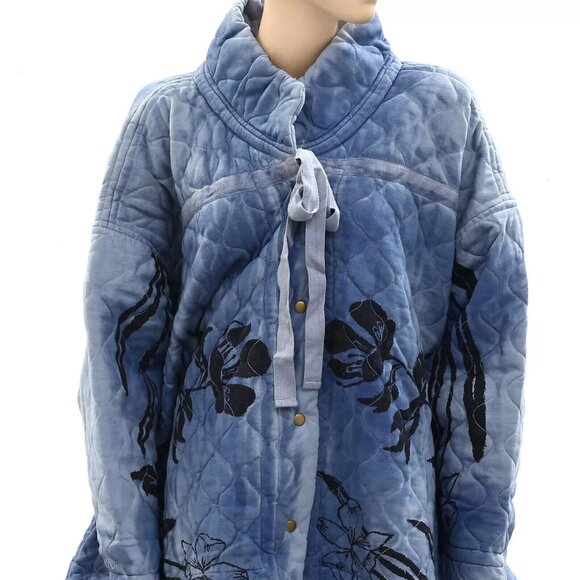 Free People Annie Quilted Sweatshirt Top Floral Printed Oversized S NEW 274737 - Picture 5 of 8